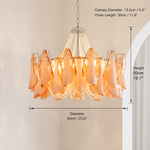 Pearl Reverie Glass Petal Chandelier dimension and specification diagram