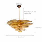 Petal Cascade Sculptural Glass Chandelier dimension and specification diagram