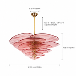 Petal Cascade Sculptural Glass Chandelier dimension and specification diagram