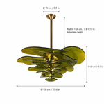 Petal Cascade Sculptural Glass Chandelier dimension and specification diagram