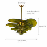 Petal Cascade Sculptural Glass Chandelier dimension and specification diagram