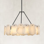 Petal Round LED Chandelier, 24 in in black finish, complete fixture