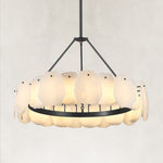 Petal Round LED Chandelier, 32 in in black finish, complete fixture