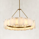 Petal Round LED Chandelier, 32 in in brass finish, complete fixture