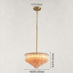 Stepped tube-glass chandelier, amber14.6-inch diameter dimension diagram.