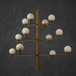 Ramo Modern Large Alabaster Globe Chandelier by Dalmivik, complete fixture view