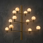 Ramo Modern Large Alabaster Globe Chandelier by Dalmivik, complete fixture view