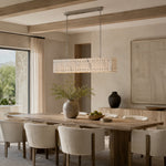 Rectangular Marble Island Pendant installed above a dining table