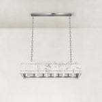Rectangular Marble Lantern Pendant 47.2" in Chrome metal finish, shown as a complete fixture