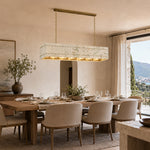 Rectangular Marble Lantern Pendant displayed in a furnished interior