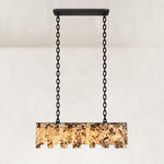 Rectangular Mosaic Marble Island Chandelier 47.2" in Black metal finish, shown as a complete fixture