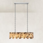 Rectangular Mosaic Marble Island Chandelier 47.2" in Chrome metal finish, shown as a complete fixture