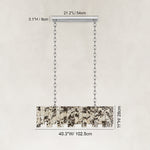 Dimension diagram for Rectangular Mosaic Marble Island Chandelier 47.2