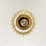 Underside detail of the brass ribbed glass mini pendant