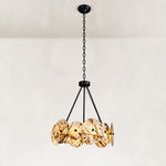 Ringed Marble Disc Chandelier 23.6" in Black metal finish, shown as a complete fixture