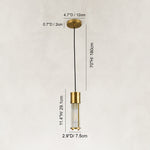 Dimensions of the brass ringed ribbed glass mini pendant