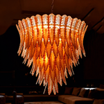 Roselle Plume Amber and Clear Glass Cascade Chandelier