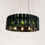 Round Marble Halo Chandelier 31.5" in Black metal finish, shown as a complete fixture