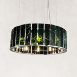 Round Marble Halo Chandelier 31.5" in Chrome metal finish, shown as a complete fixture