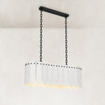Scalloped Marble Linear Pendant 47.2" in Black metal finish, shown as a complete fixture