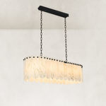Scalloped White Marble Island Pendant 47.2" in Black finish shown in full against a neutral background