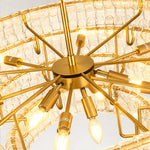 Clear glass chandelier detail.