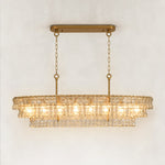 Sculpted Glass Linear Island Chandelier in Clear Glass - complete fixture