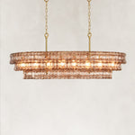 Sculpted Glass Linear Island Chandelier in Smoke Glass - alternate angle