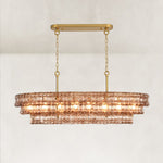 Sculpted Glass Linear Island Chandelier in Smoke Glass - complete fixture