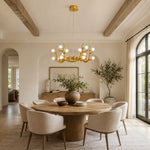 Sculptural Antler Globe Ring Chandelier - dining room installation, alternate view