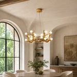Sculptural Antler Globe Ring Chandelier - dining room installation, portrait
