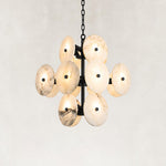 Sculptural Marble Disc Chandelier 16.1" in Black metal finish, shown as a complete fixture