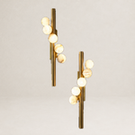 Orbita Verticatl Modern Sphere Wall Sconce by Dalmivik, complete fixture view