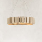 Slatted Wood-Grain Ring Chandelier in 24 in / 61 cm - alternate angle