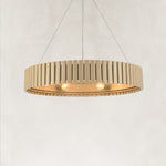 Slatted Wood-Grain Ring Chandelier in 31 in / 79 cm - alternate angle