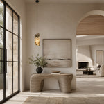 Smoky Four-Panel Marble Pendant displayed in a furnished living room