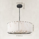 Single-tier panel chandelier, black 24-inch single-tier dimension drawing.