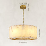 Single-tier panel chandelier, brass-tone 24-inch single-tier dimension drawing.