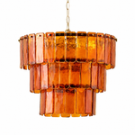 Solenne Ember Amber Tiered Glass Chandelier, complete fixture