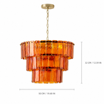 Solenne Ember Amber Tiered Glass Chandelier dimension and specification diagram