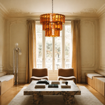 Solenne Ember Amber Tiered Glass Chandelier