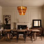 Solenne Ember Amber Tiered Glass Chandelier