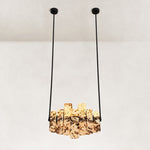 Staggered Marble Panel Chandelier 41.3" in Black metal finish, shown as a complete fixture