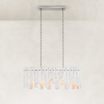 Staggered White Marble Island Chandelier 47.2" in Chrome metal finish, shown as a complete fixture