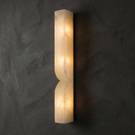 Anello Alabaster Vertical Wall Sconce by Dalmivik, complete fixture view