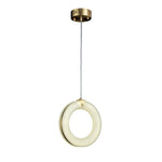 Single alabaster ring pendant with a brass-tone canopy against a white background.