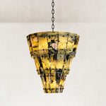Tapered Marble Panel Chandelier 23.6" in Black metal finish, shown as a complete fixture