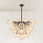 Thirty-Seven-Light Glass Globe Chandelier 36" complete black fixture view