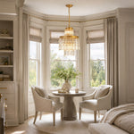 Tiered Crystal Drum Chandelier in 15 in / 38 cm - interior setting
