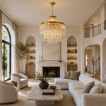Tiered Crystal Drum Chandelier in 20.5 in / 52 cm - interior setting